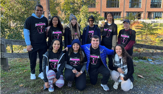 Maternal and Child Health Student Organization group photo at the Friends in Pink 5K Breast Cancer Awareness Walk